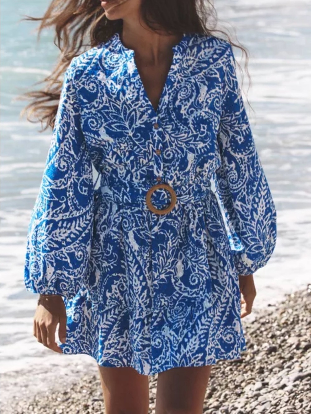 Zara Blue & White mini Dress with belt